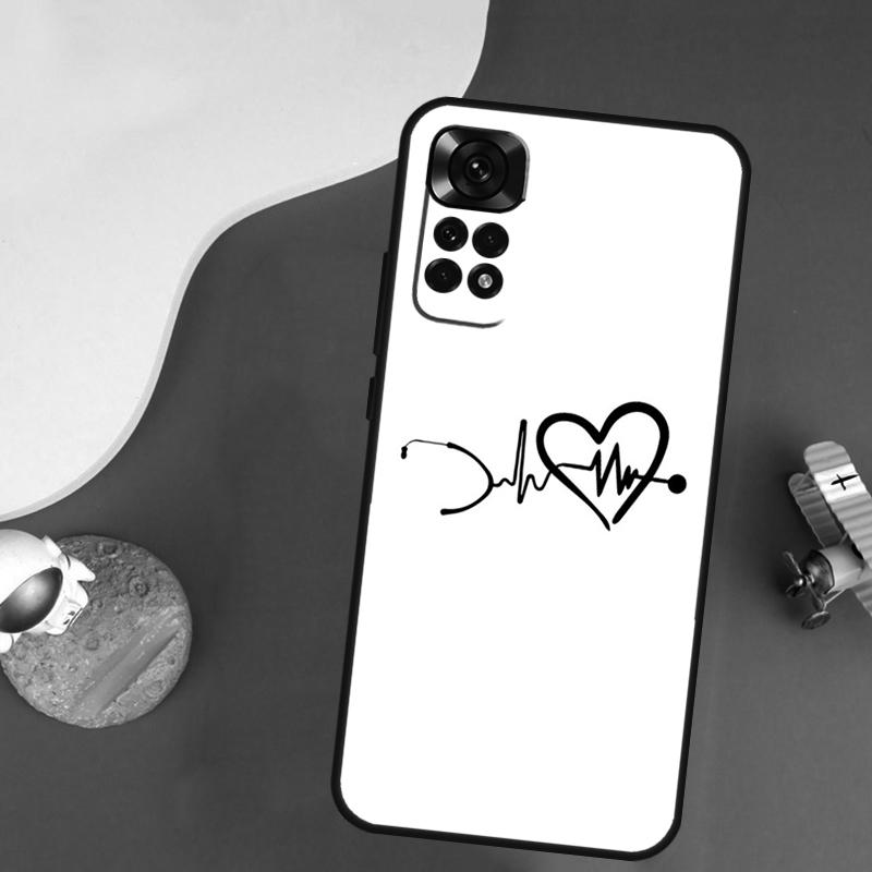 Nurse Heartbeat Case For Xiaomi Redmi Note 13 Pro 14 12 9 10 11 Pro 10S 11S 12S Redmi 14C 13C 10C 12C Cover
