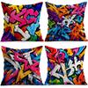 1/4pcs Colorful Street Graffiti S Cushions Pillowcase Polyester Cushion Cover Throw Pillow Pillowcover Home Car Sofa Decor