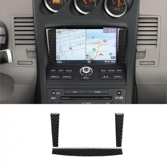Carbon Fiber Interior Navigation Display Frame Cover Trim For Nissan 350Z 06-09