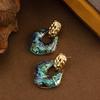 Elegant Pearlized Abalone Shell Stud Earrings With Post Geometric Design Fashion Office Jewelry Women