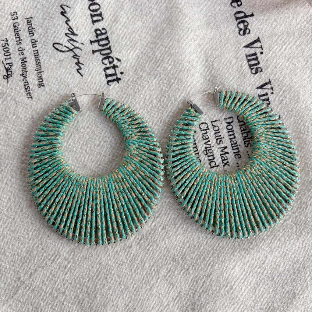 2025 Colorful Braided Wire Earrings: 925 Silver Needle, Niche Design, Light Luxury, European & American Retro Style.