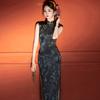 Grüner nationaler Stil neues chinesisches ärmelloses langes Cheongsam verbessertes junges neues Damen-High-End-Kleid Sommer