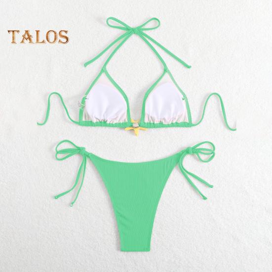 Women's Bikini Set Halter String Side Tie Two-Piece Swimsuit with Starfish Decor Sexy Triangle Bathing Suits for Beach Vacation Hot Spring Pool