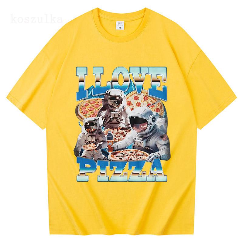 I Love Pizza Funny Meme T-Shirt Astronaut Pizza Lover Graphic Women Fashion Vintage Short Sleeve T-shirts Cotton Casual T Shirt