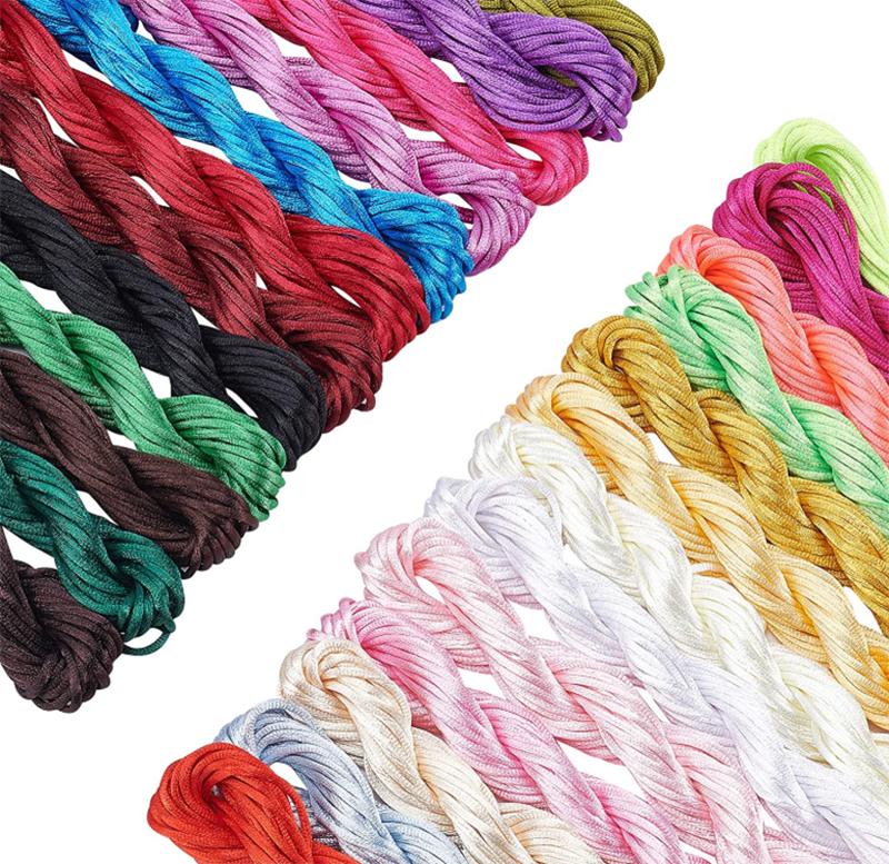 Waterproof Beading Crafting Rattail Satin Cord Chinese Knot Thread Silk String for Bags Garments Shoes