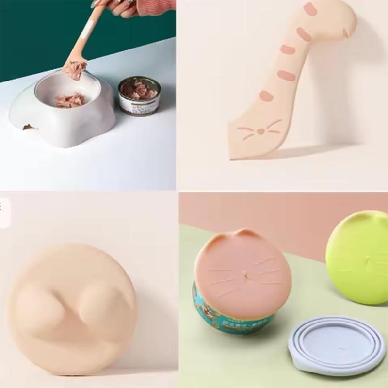 Cat canned spoon can opener fresh-keeping lid cat canned sealing lid cat strip feeder squeeze spoon pet sealing lid