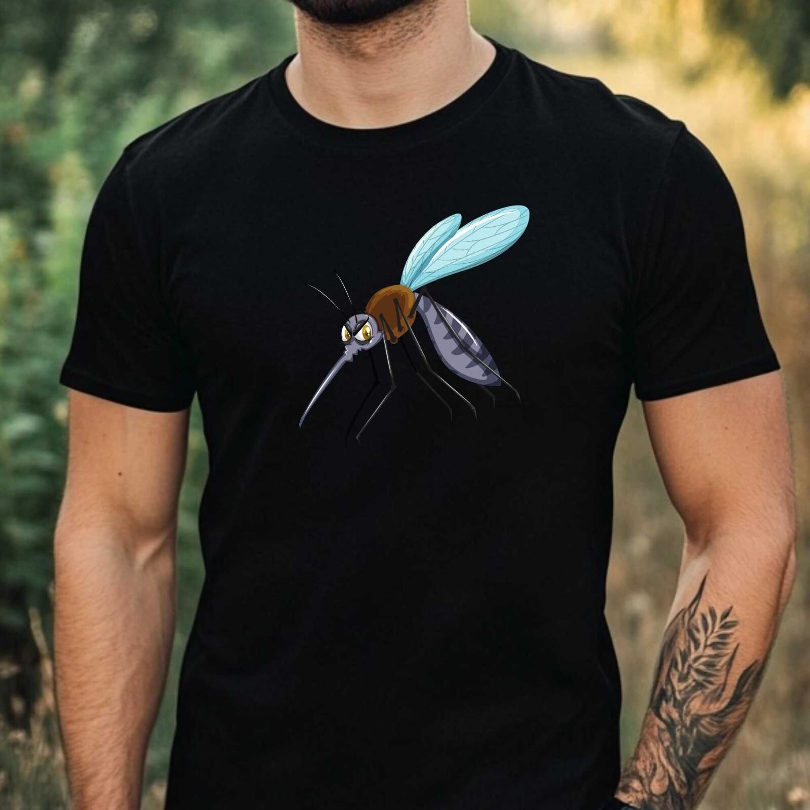Mens Mosquito Print Cotton T-Shirt Size XS to 5XL- S