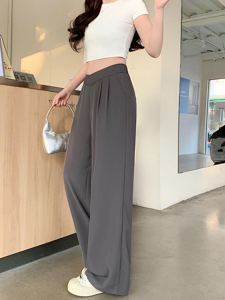 2026 Spring Plus Size High-Waisted Straight Leg Draping Casual Wide Leg Pants for Women