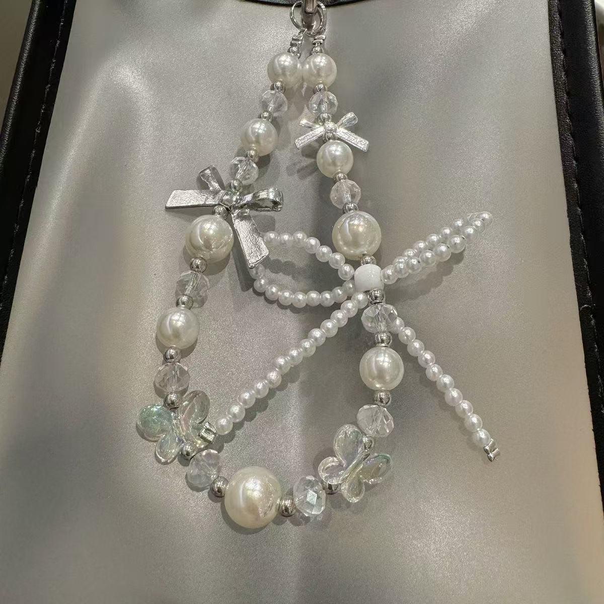 Подвеска для мобильного телефона, Подвеска из бусин, Декорация-страховочный ремешок для камеры, Ручная работа, Подвеска CCD из бусин белый