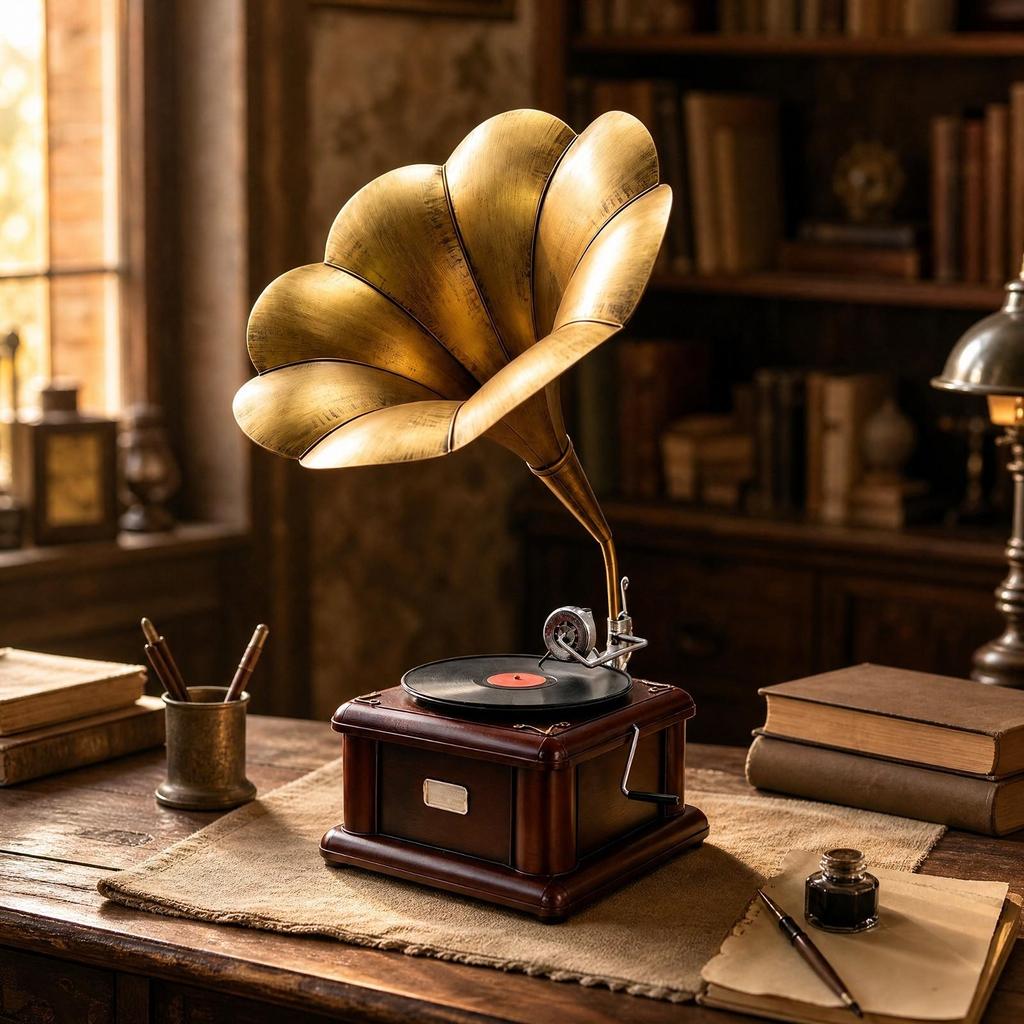 Gramophone Decorative Model Antique-Influenced Vintage Ornament with