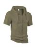 Men's Casual Lightweight Cotton Linen Short-Sleeve Hoodie Cardigan