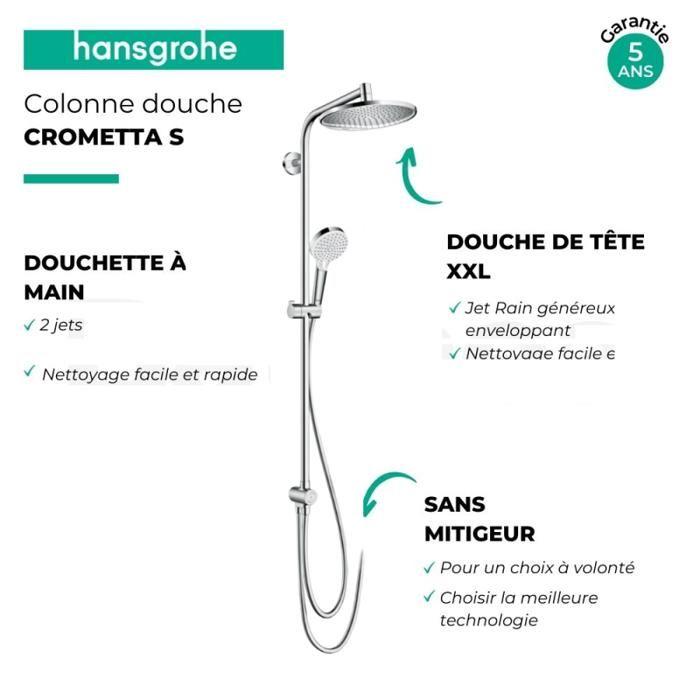 Colonne de douche crometta s 240 - hansgrohe - sans robinetterie - ecosmart - chromé