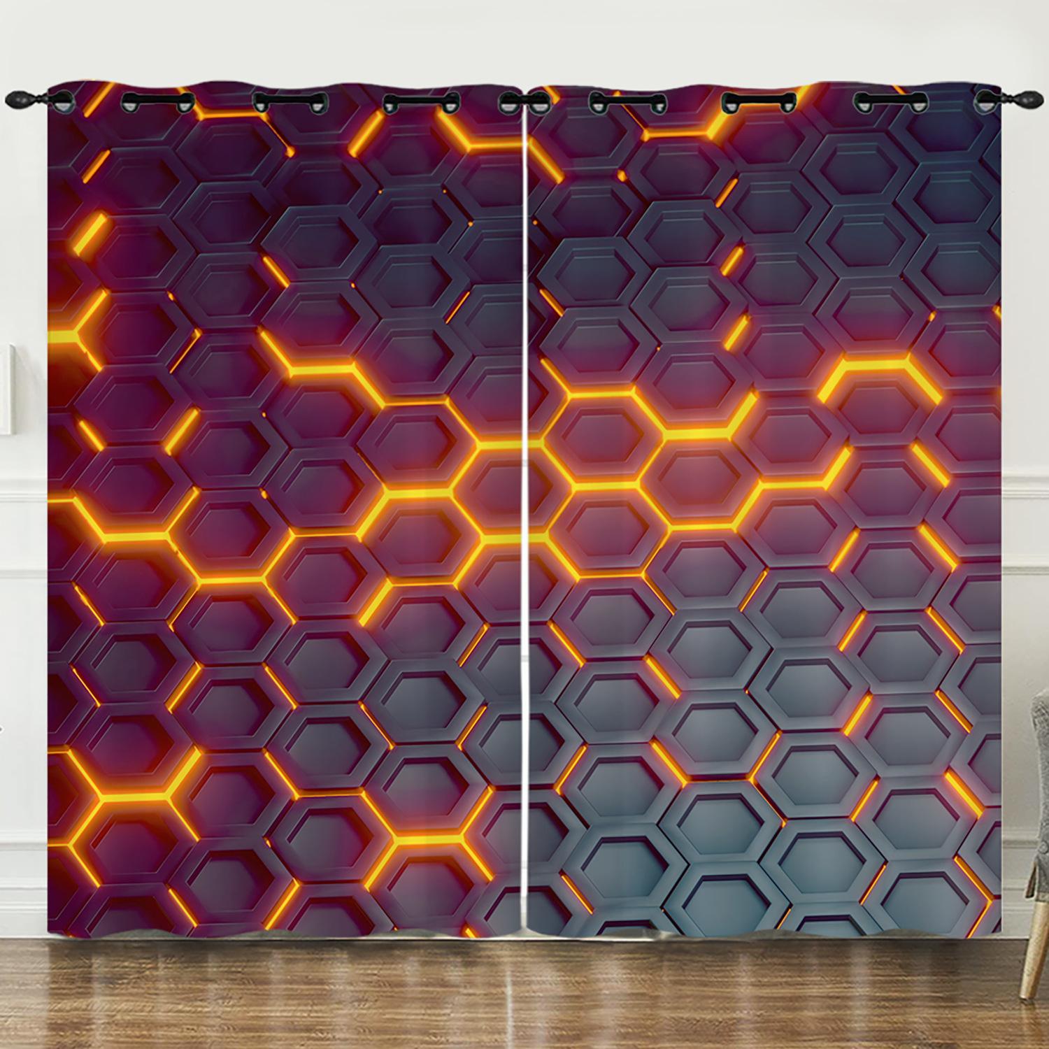 

Штора Лазерный Геометрический Узор 3D Цифровая Печать Светонепроницаемая Штора на Люверсах 97cm*114cm*2