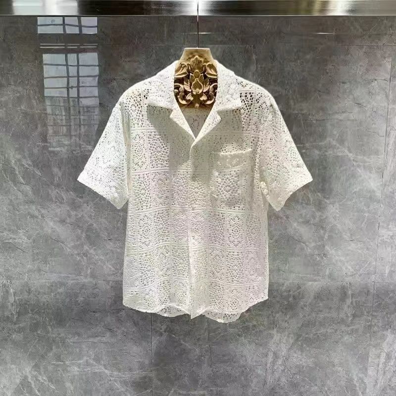 

Элегантная Мода Харадзюку Приталенная Мужская Одежда Свободная Повседневная Спортивная Универсальная Рубашка Квадратный Вырез Ажурная Пуговицы Карманы Блуза 4XL белый