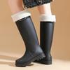Damen Modische Lässige Outdoor Samt Warme Hohe Stiefel Regenschuhe Gummischuhe