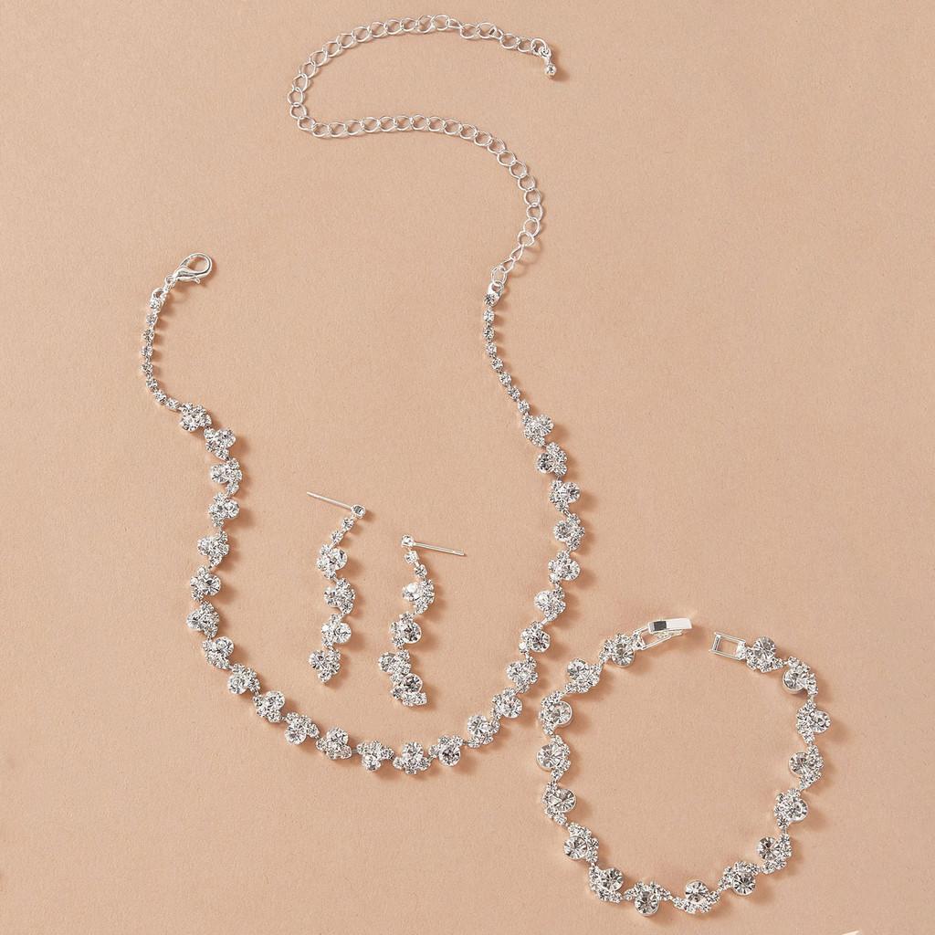 Fashion Bridal Jewelry Set With Waterdrop Crystal Necklaces And Earrings For Women
