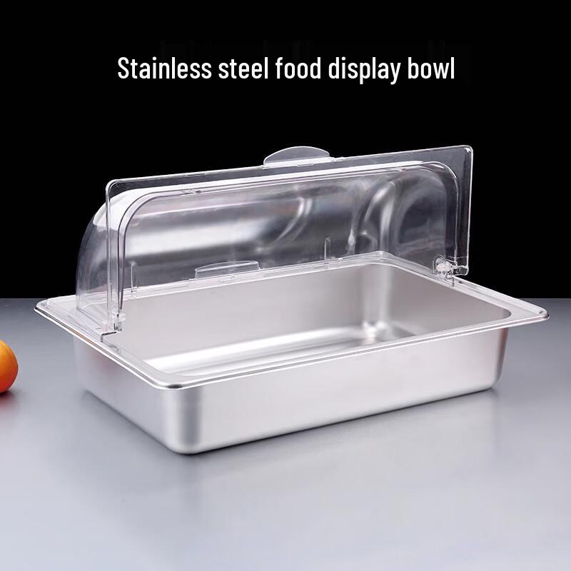 FATTBAO Stainless Steel Food Display Tray with Double Flip Lid