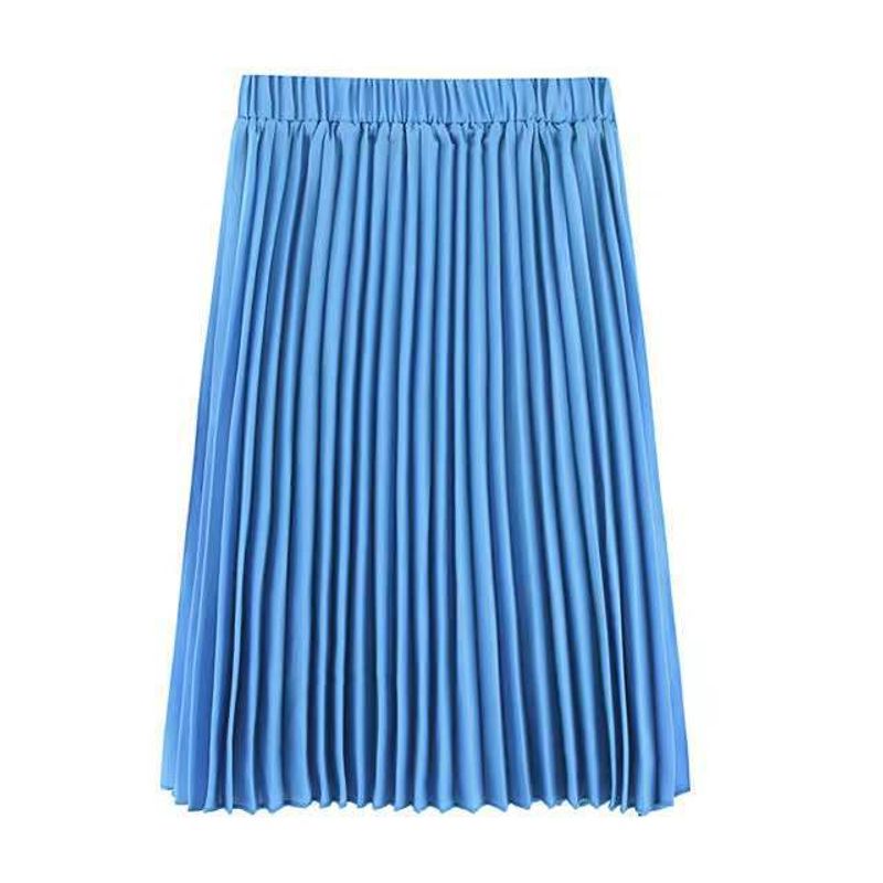 Solid Color Elastic Waist Half Length Skirt Solid Elastic Waist Skirt