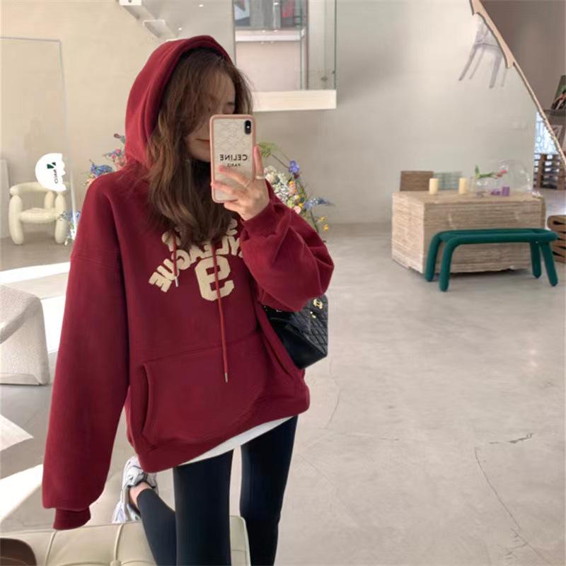 High-End Fleece-Lined Embroidered Family Sweatshirt: Stylish Parent-Child Outfit for Mother, Son, and Daughter