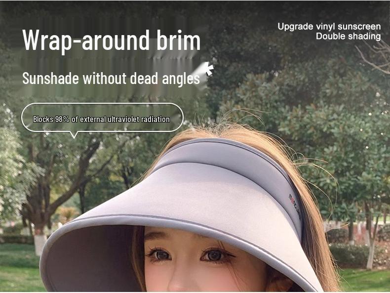 Women's Wide-Brim Summer Topless Sun Hat with UV Protection for Outdoor Sports