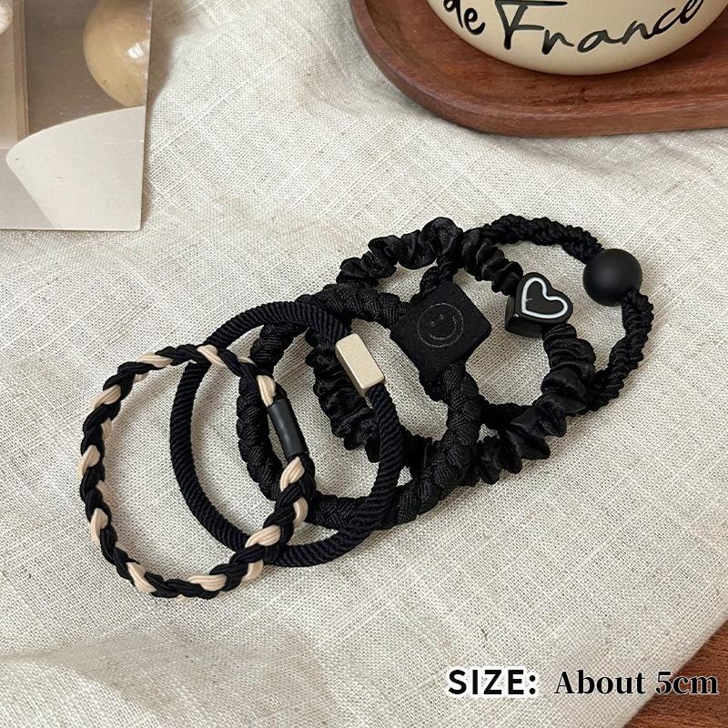 Simple and Stylish Leather and Rubber Hair Accessories for High Ponytails 5pcs
