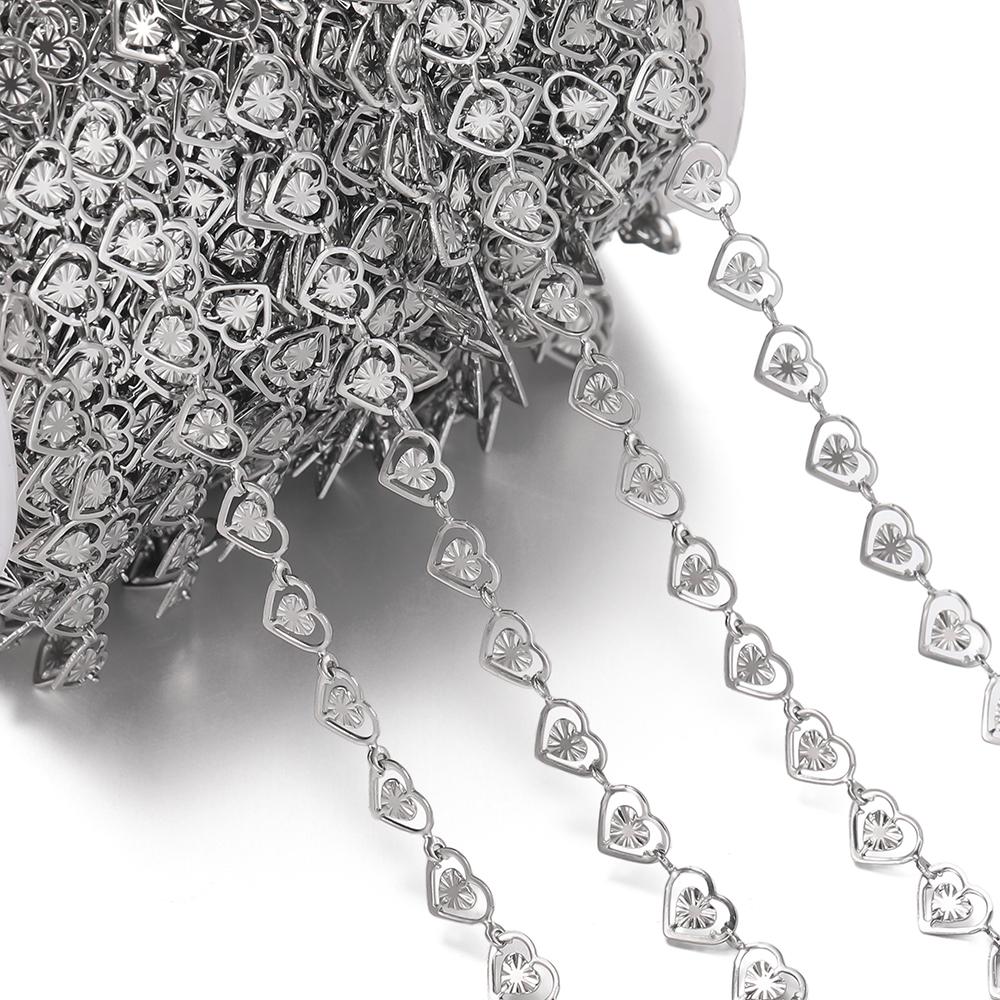 

1M/Pack 8 Styles Stainless Steel Moon Heart Shape Charms Beads Chains for DIY Necklace Bracelets Jewelry Making Accessories
