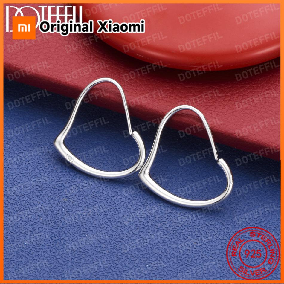 Xiaomi 925 Sterling Silver 37mm Simple Heart Earrings Women's Fashion Wedding Jewelry Party Favors Accessories