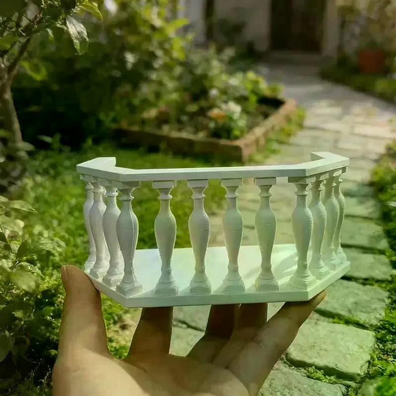 Miniatur-Puppenhausbalkon mit Geländer Europäischer Balkon Geeignet für Sammler, Miniatur-Szenen, DIY-Puppenhauszubehör