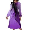 Women's Fashion Casual Print Round Neck Long Sleeve Midi Dress