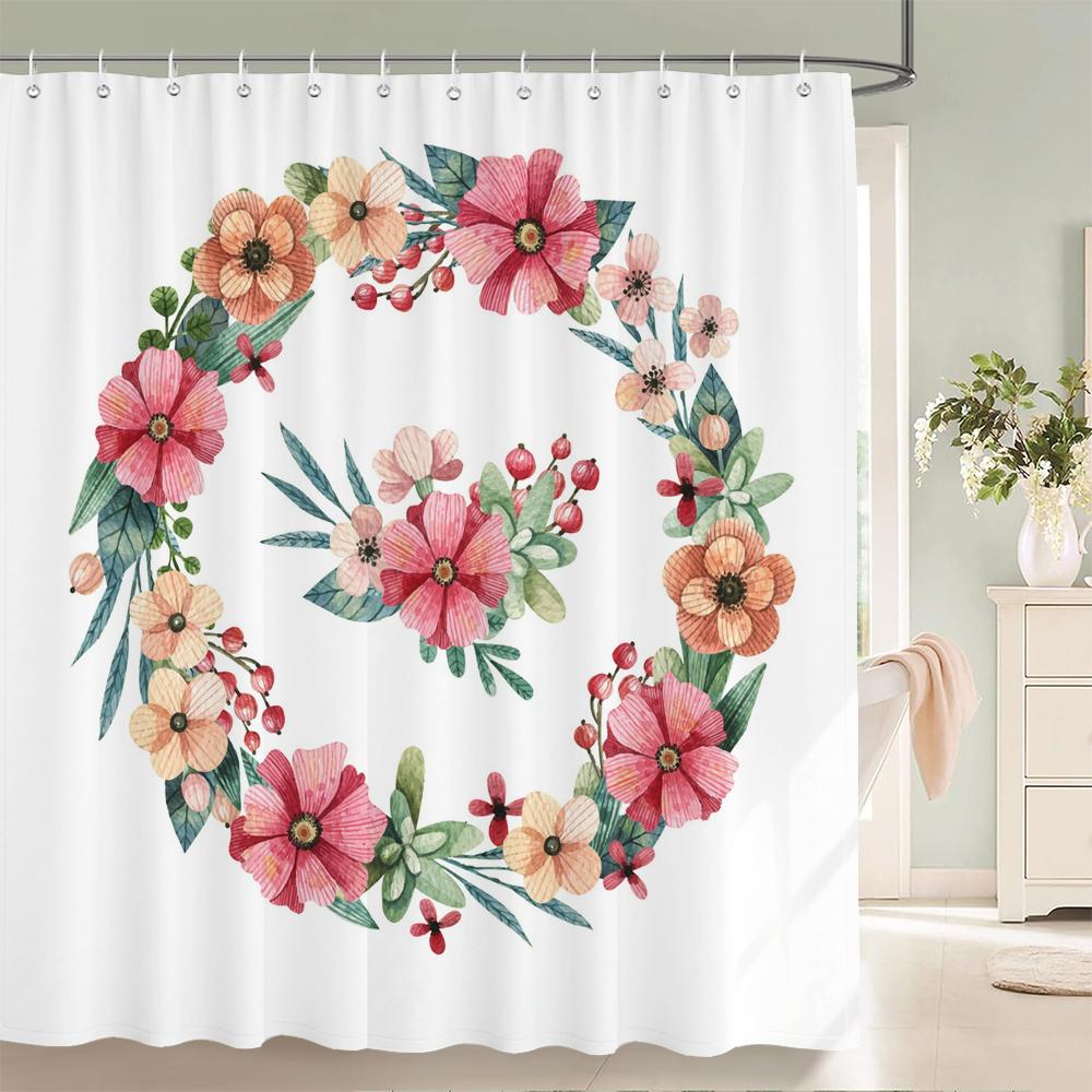 3d Flowers Pattern Shower Curtains Bathroom Curtain 180*180cm Waterproof With 12 Hooks Home Decor Washable Fabric Bath Screen