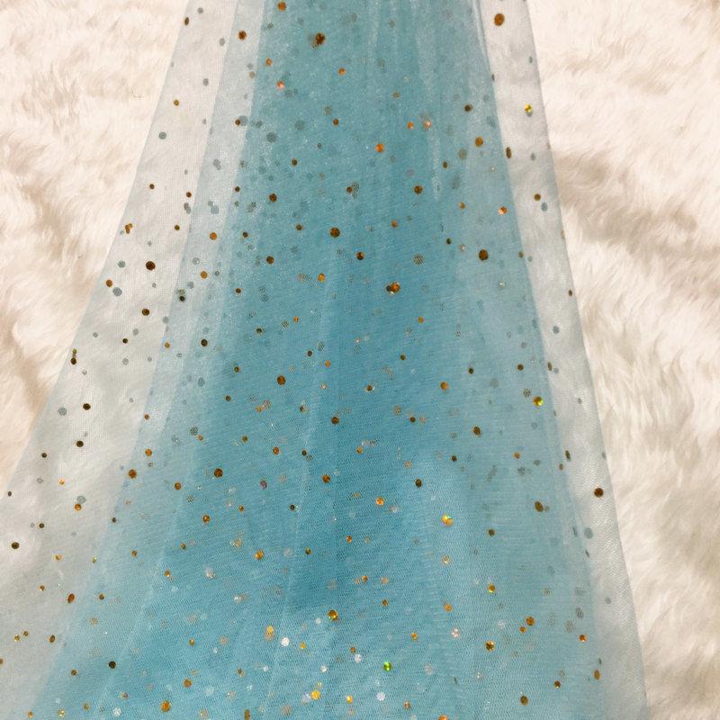 

Shiny Colorful Butterfly Tulle Fabric Feather Dots By The Meter for Skirt Stage Costumes Wedding Diy Sewing Cloth Soft Thin Blue 100cmX150cm
