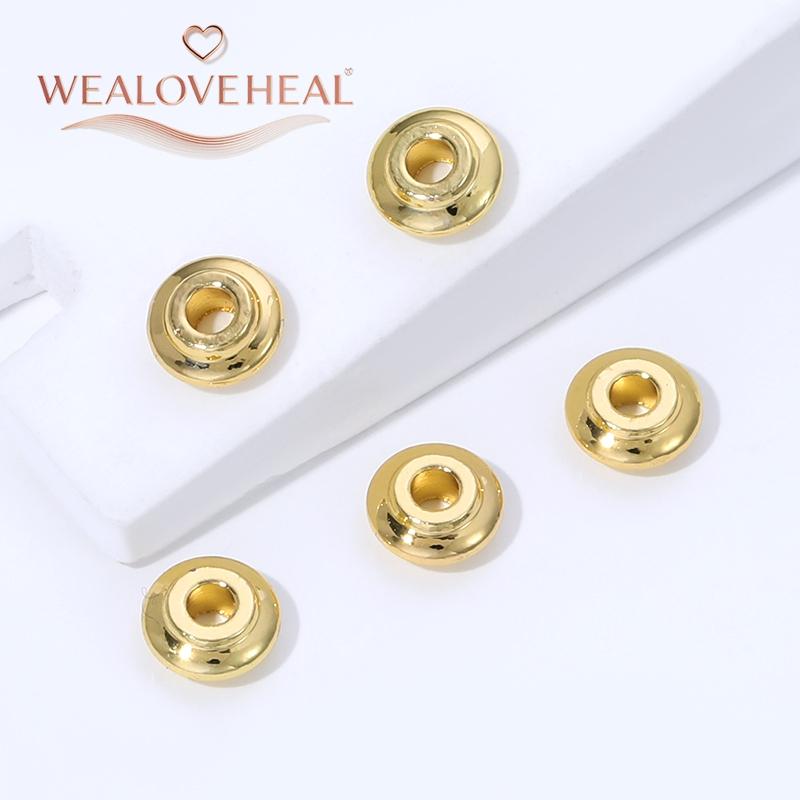 14K Gold Plated Brass Round Abacus Flat Spacer Beads ,Bead Separator For DIY Bracelet Necklace Jewelry Making Supplies Wholesale