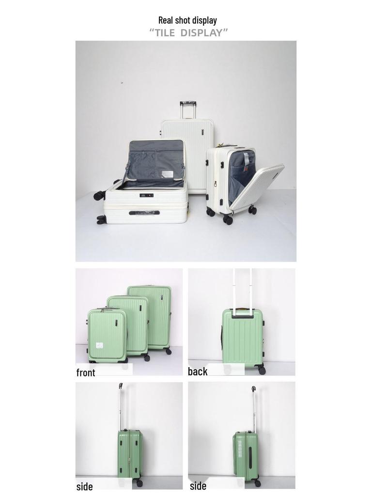 20-inch Front-Opening Trolley Suitcase with Universal Wheels and Password Lock