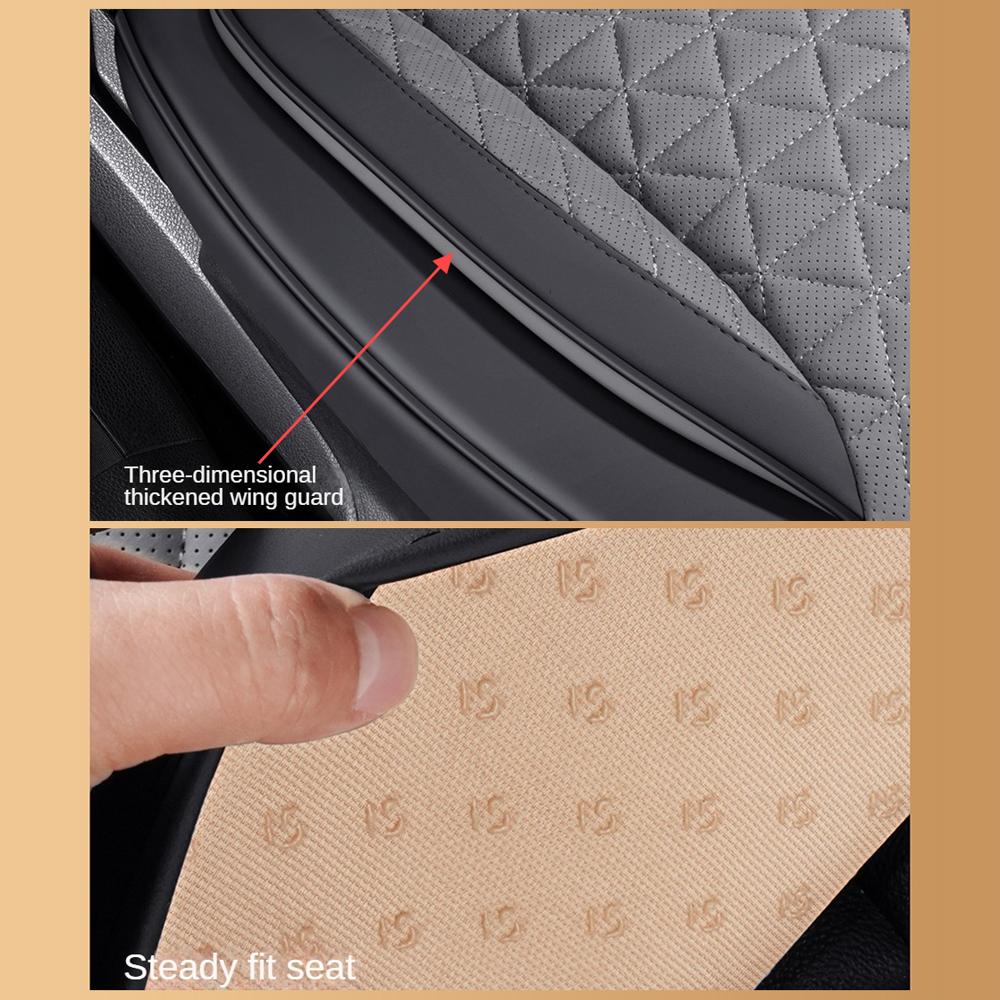Diamond Lattice Embroidery PU Leather Car Seat Cushion, Thickened Three-dimensional Wings Breathable,For 95% Cars,For All Season