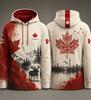 Canada 3D Print Hoodie, Maple Leaf Toronto City Landscape Sweatshirt, 100% Polyester Canadian Flag Unisex Casual Pullover Top