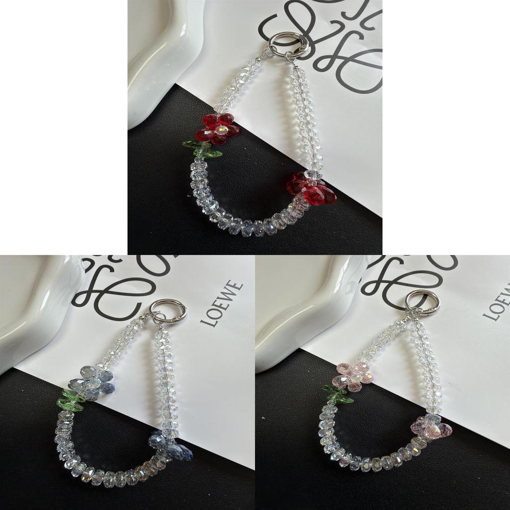 Summer Floral Phone Lanyard With Crystal Wheel For Women And Girls