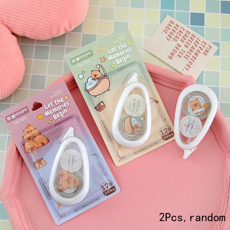 

2 шт. Мультяшная капибара корректирующая лента, многоспецификационная корректирующая лента, школьные и офисные принадлежности, рукоделие, ведение записей, журнал