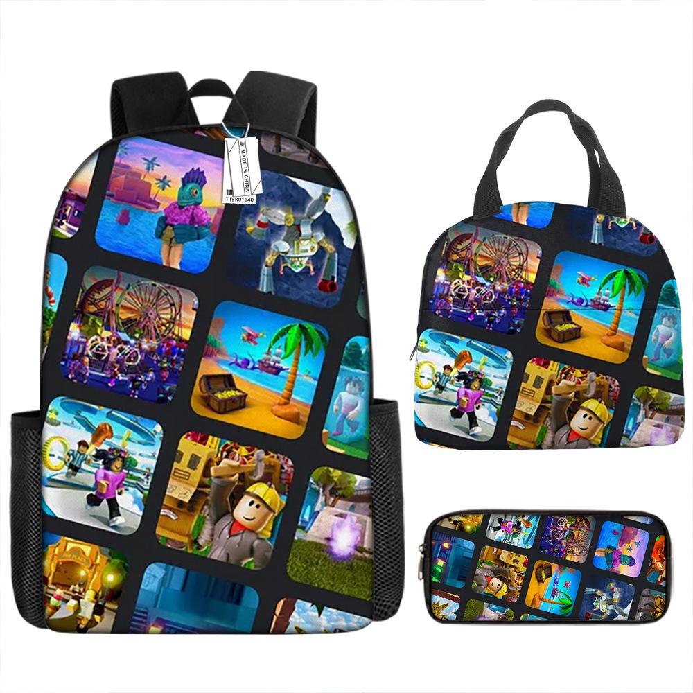 New Virtual World ROBLOX Primary and Secondary School School Bag Children's Backpack Backpack Cartoon Lunch Bag