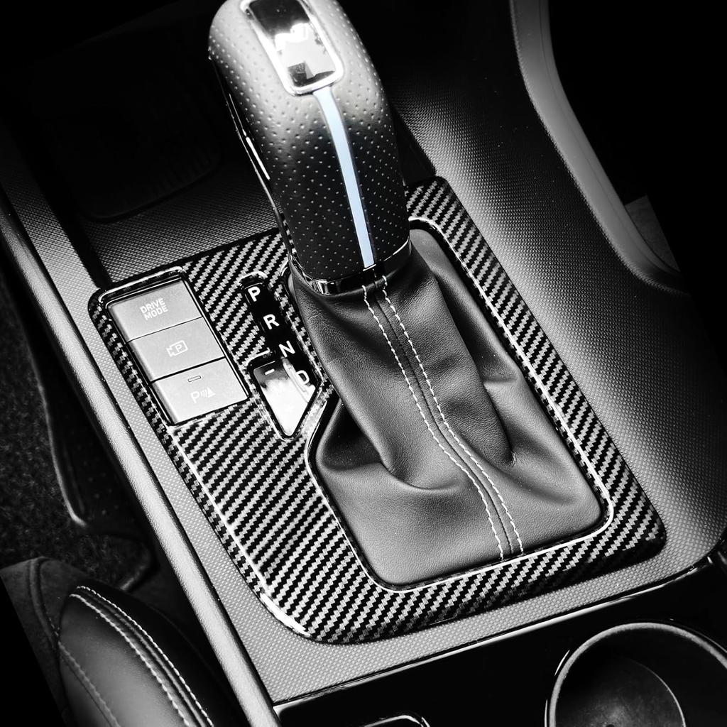 Carbon Fiber Style ABS Central Gear Shift Panel Cover Center Control Cover Trim Car Interior Parts Compatible with Hyundai Elantra N Line 2021-2025