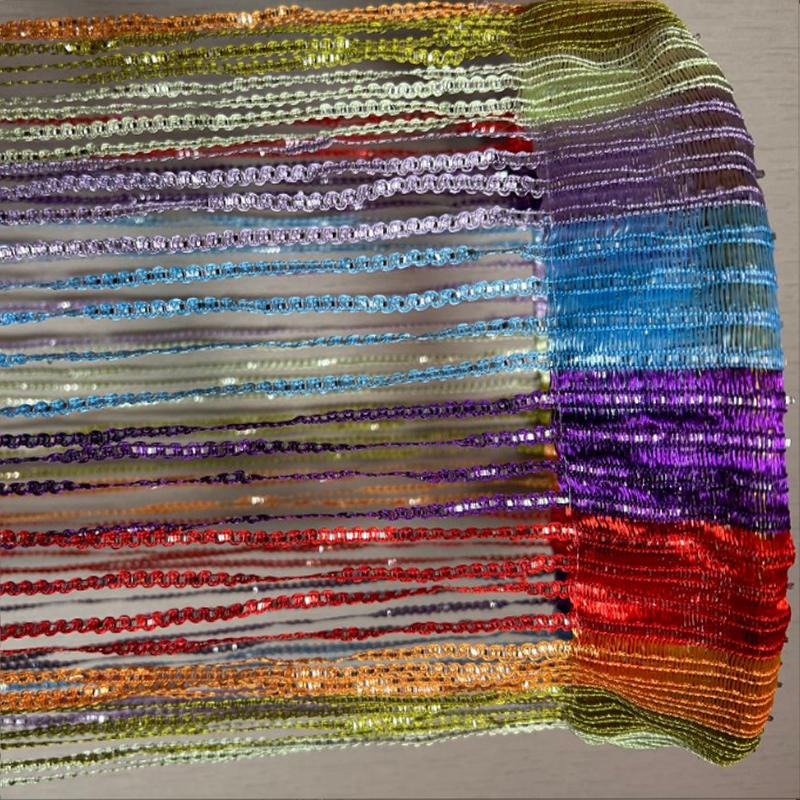 Silberne Schnurvorhang Silberer Drahtvorhang Quasten-Abschluss Wohnzimmer Trennwand Hochzeit DIY Türdekoration 100x200CM
