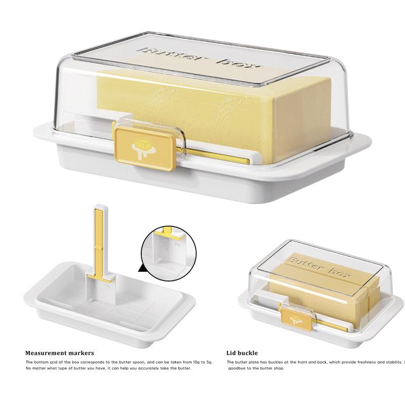 1pc Novelty Plastic Butter Dish with Cutter and Spoon - Food-Grade Freezer-Safe Unbreakable Cheese Keeper Multifunctional Butter