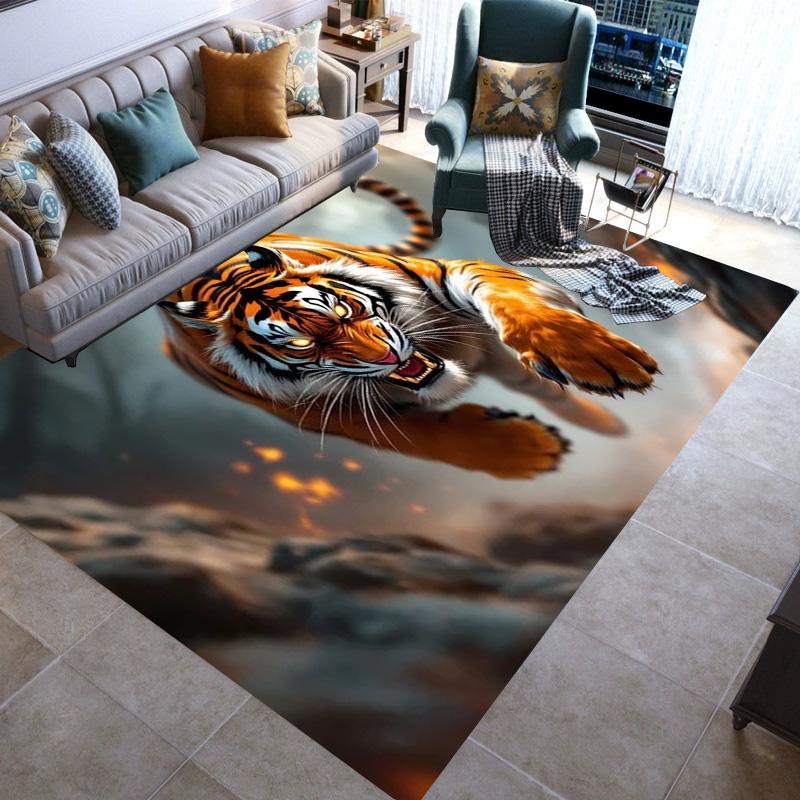 Large Area Rugs Non Slip Animal Tiger Pattern Carpet Living Room Sofa Kitchen Entrance Doormat Hallway Balcony Floor Mat