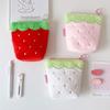 Zipper Design Plush Strawberry Keychain Lipstick Card Bag Earphone Bag Key Pendant  Student