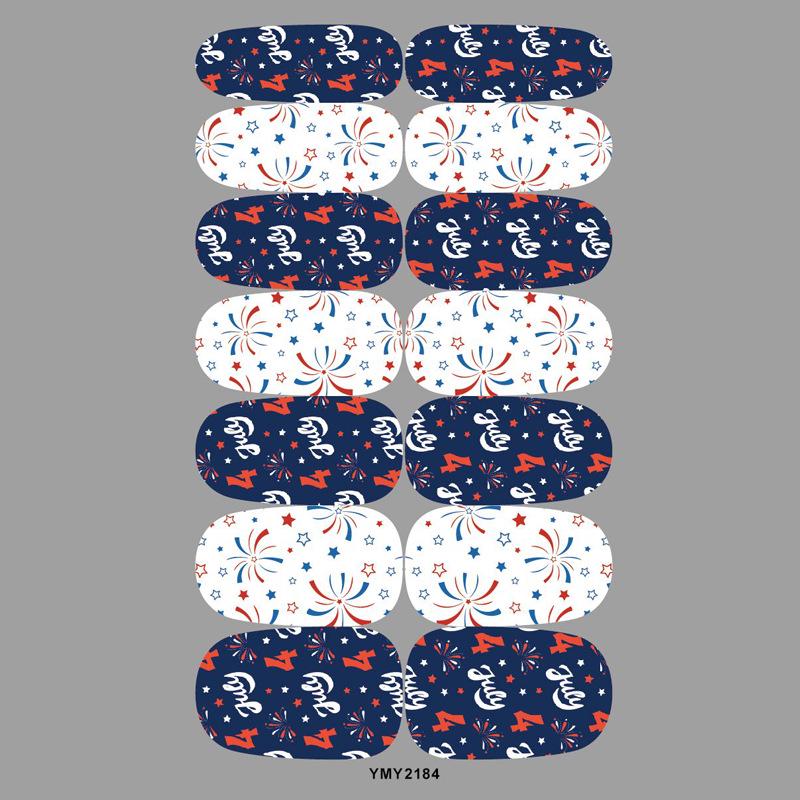 Patriotic Stars & Stripes Nail Stickers - Red & Blue Waterproof Decals for Independence Day (YMY2181-219)