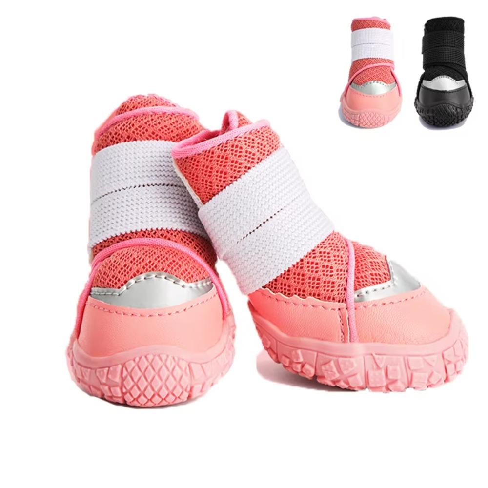 4pcs/set Wear-resistant Dog Boots Breathable Puppy Mesh Shoes Pet Booties Dog Shoes Running