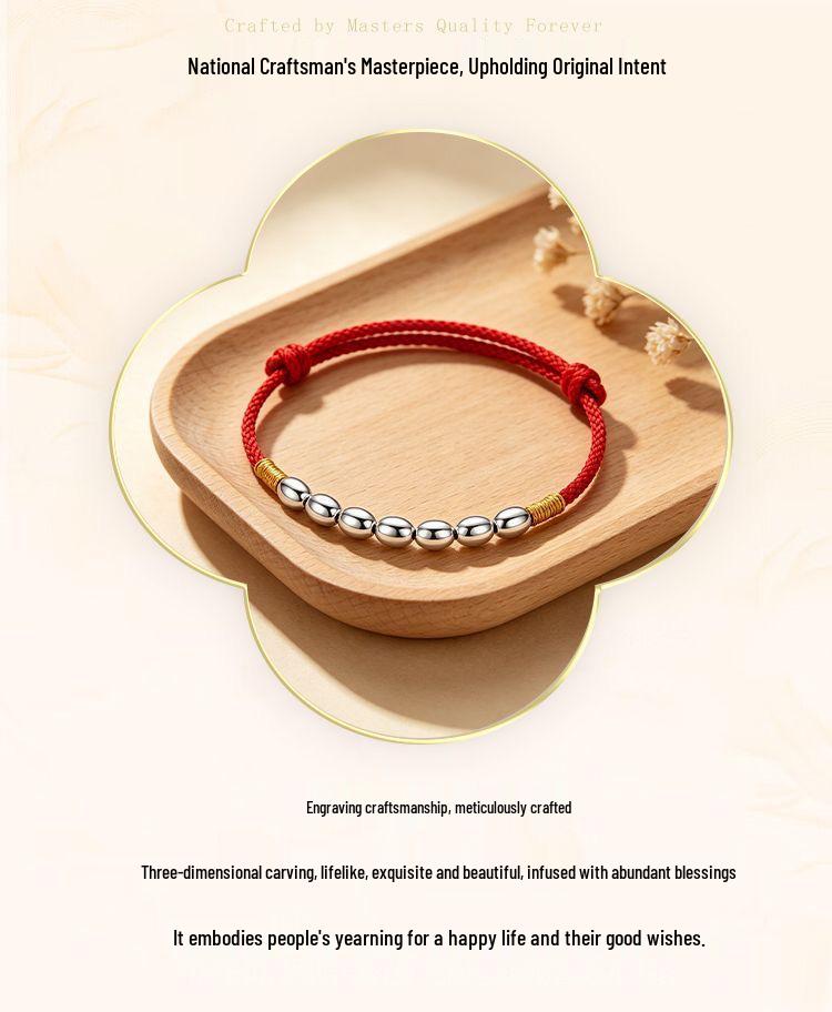 Sterling Silver Zodiac Year Lucky Red Rope Handmade Bracelet