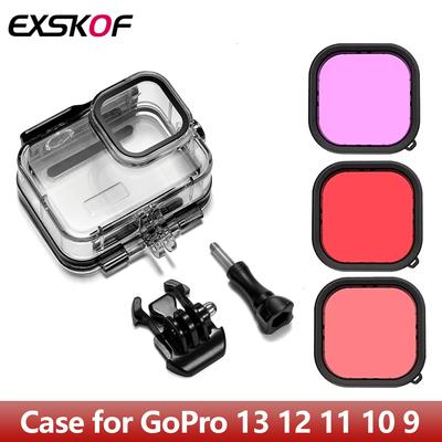 Carcasă impermeabilă pentru filtru de scufundări, carcasă subacvatică pentru GoPro Hero 13 12 11 10 9, accesorii negre pentru cameră de acțiune
