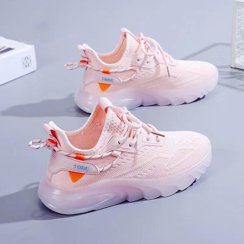 Ladies Summer Female Mesh Student Lightweight Versatile Soft-soled Women's Shoes Flying Woven Mesh Shoes Sports Breathable and Comfortable