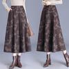 2025 Spring A-Line Skirt: Wool Front, Lace Back, Half-Elastic Waist, Long Skirt.