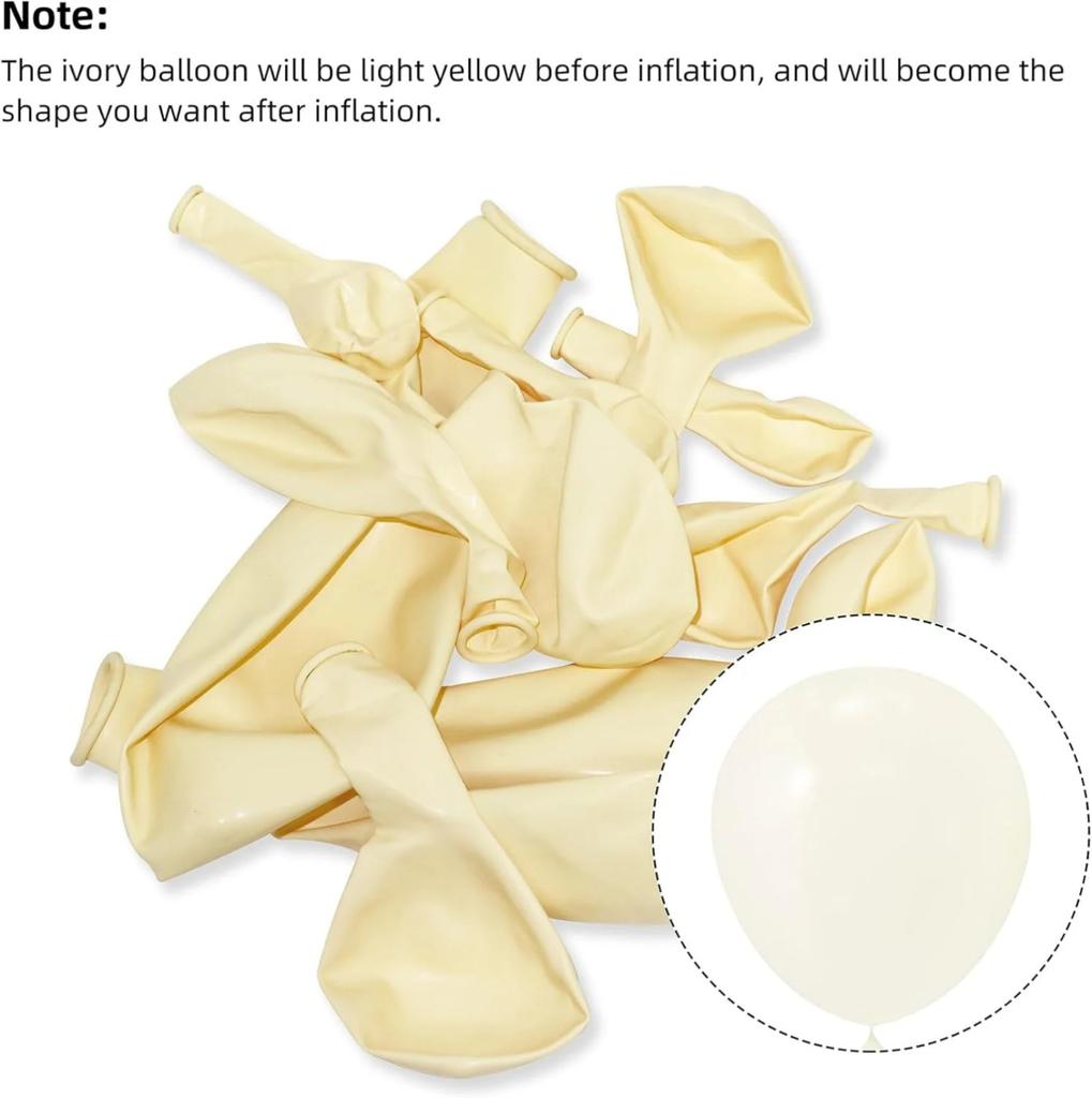 Different Sizes Of Ivory Party Latex Balloons For Birthdays, Baby Showers, Graduations, Weddings, Gender Reveals, Anniversary Party Decorations
